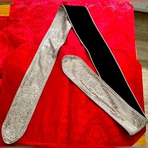 Silver Mesh/Black Suede Belt